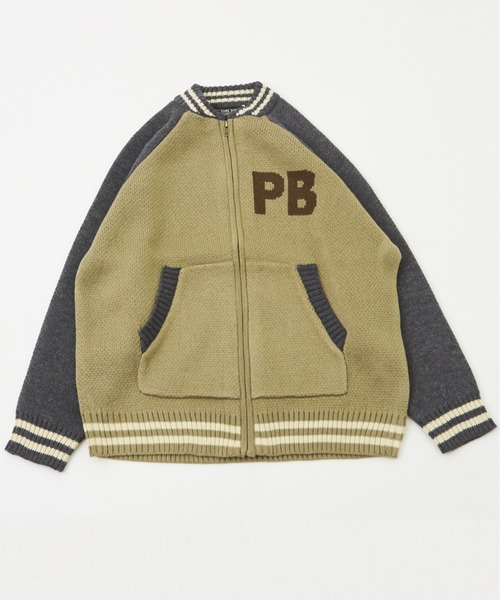 CUBE SUGAR（キューブシュガー）の「ループジャガードニットラインリブブルゾン（スタジャン・レディース・ネイビー/オレンジ/カーキ・M）」の13枚目の写真