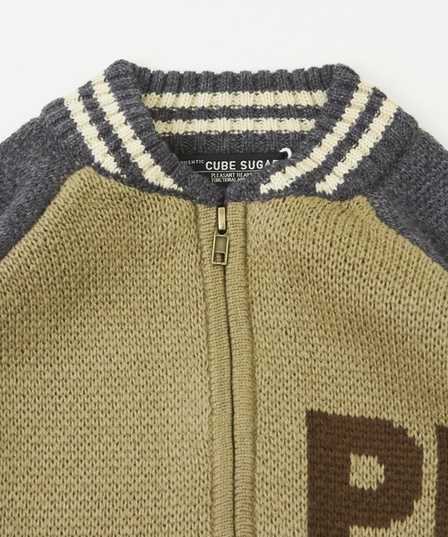 CUBE SUGAR（キューブシュガー）の「ループジャガードニットラインリブブルゾン（スタジャン・レディース・ネイビー/オレンジ/カーキ・M）」の14枚目の写真