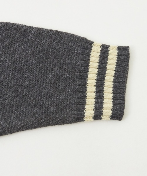 CUBE SUGAR（キューブシュガー）の「ループジャガードニットラインリブブルゾン（スタジャン・レディース・ネイビー/オレンジ/カーキ・M）」の18枚目の写真