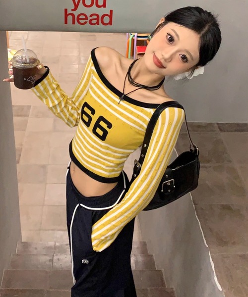 【限定値下げ】web完売 thetoe オフショルトップス セール】OFFSHOULDER FRONT ZIP TOPS オフショルダー フロントジップ