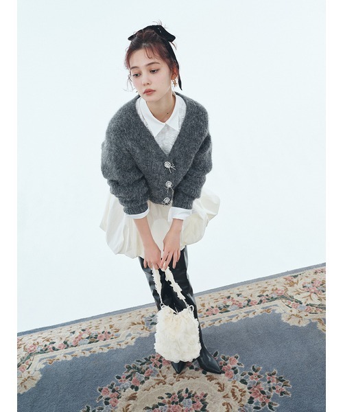 LILY BROWN（リリーブラウン）の「３Ｄフラワードロストバッグ（ショルダーバッグ・レディース・ブラック/オフホワイト/ピンク・FREE）」の6枚目の写真