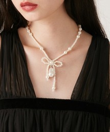 パールリボンネックレス