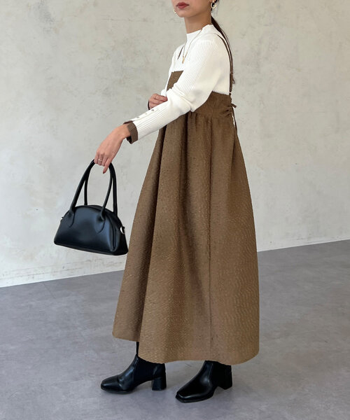 Chez toi(シェトワ)の「ジャガードキャミワンピース(ワンピース・レディース・ブラック/ブラウン/ライトグレー・FREE)」の3枚目の写真