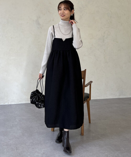 Chez toi(シェトワ)の「ジャガードキャミワンピース(ワンピース・レディース・ブラック/ブラウン/ライトグレー・FREE)」の12枚目の写真