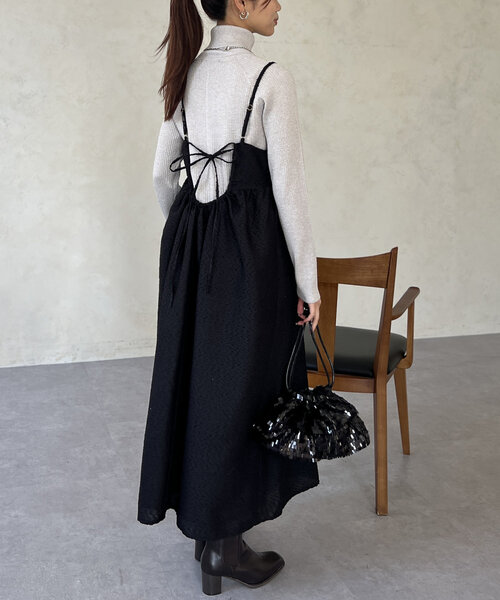 Chez toi(シェトワ)の「ジャガードキャミワンピース(ワンピース・レディース・ブラック/ブラウン/ライトグレー・FREE)」の17枚目の写真