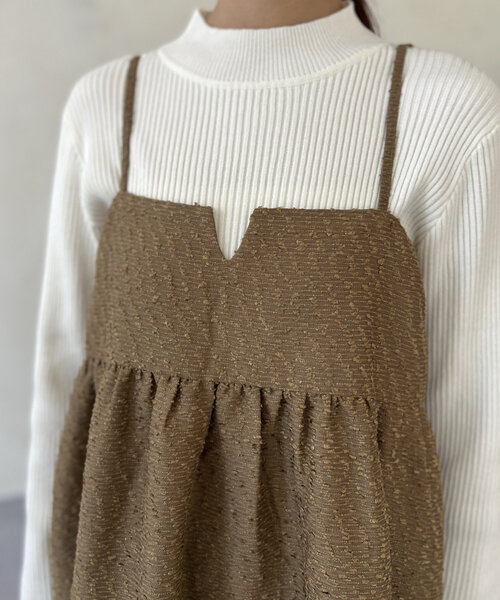Chez toi(シェトワ)の「ジャガードキャミワンピース(ワンピース・レディース・ブラック/ブラウン/ライトグレー・FREE)」の8枚目の写真