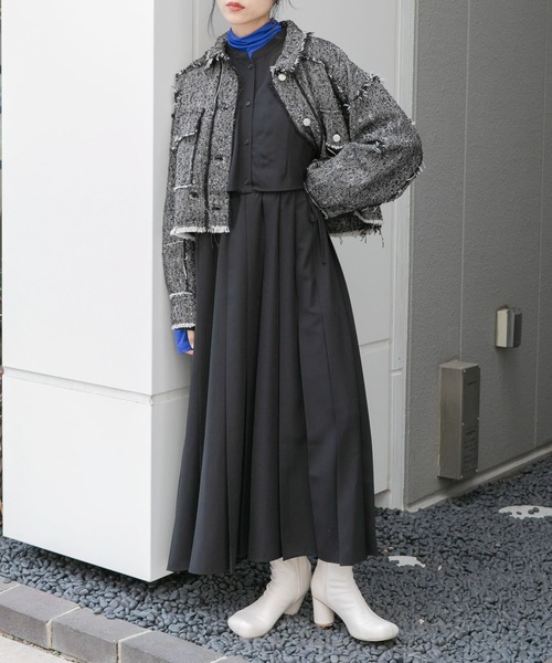 KBF（ケイビーエフ）の「レイヤードドロストプリーツワンピース