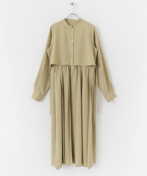 KBF(ケイビーエフ)の「レイヤードドロストプリーツワンピース(ワンピース・レディース・ベージュ/ブラック/カーキ・ONE)」の4枚目の写真