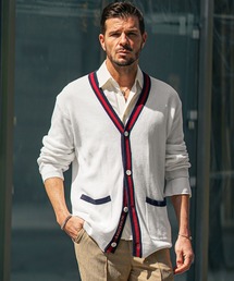 SOMEDIFF | 【SOMEDIFF】トリコロールカーディガン メンズ ボタン付き カーデ ロング丈 秋服(カーディガン/ボレロ)