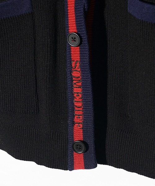 SOMEDIFF(サムディフ)の「【SOMEDIFF】トリコロールカーディガン メンズ ボタン付き カーデ ロング丈 秋服(カーディガン/ボレロ・メンズ・オフホワイト/ブラック・M/L/XL)」の12枚目の写真