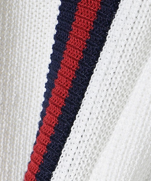 SOMEDIFF(サムディフ)の「【SOMEDIFF】トリコロールカーディガン メンズ ボタン付き カーデ ロング丈 秋服(カーディガン/ボレロ・メンズ・オフホワイト/ブラック・M/L/XL)」の13枚目の写真