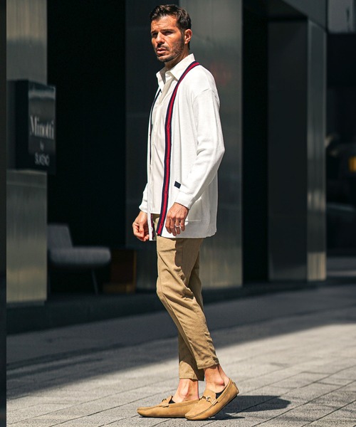 SOMEDIFF(サムディフ)の「【SOMEDIFF】トリコロールカーディガン メンズ ボタン付き カーデ ロング丈 秋服(カーディガン/ボレロ・メンズ・オフホワイト/ブラック・M/L/XL)」の19枚目の写真