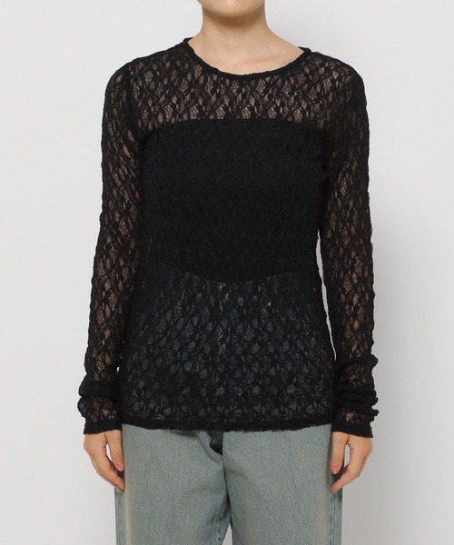 LOWRYS FARM(ローリーズファーム)の「レースプルオーバーLS 233334(Tシャツ/カットソー・レディース・ブラック/オフホワイト/ネイビー・FREE)」の11枚目の写真