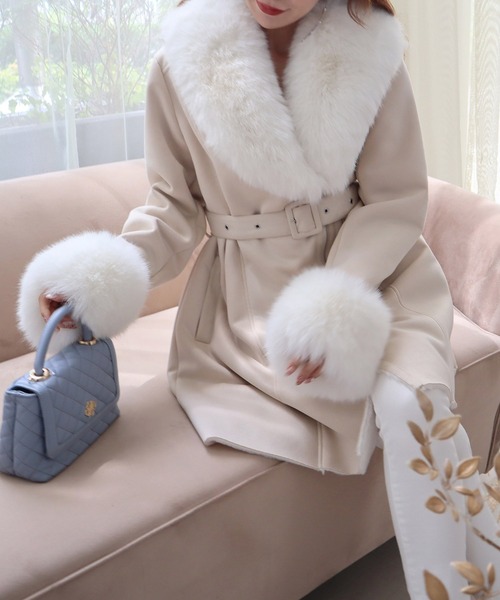 ROYAL PARTY（ロイヤルパーティー）の「ミドルフェイクムートンコート（ムートンコート・レディース・ブラック/ベージュ・FREE）」の2枚目の写真