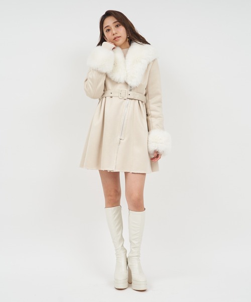 ROYAL PARTY（ロイヤルパーティー）の「ミドルフェイクムートンコート（ムートンコート・レディース・ブラック/ベージュ・FREE）」の17枚目の写真