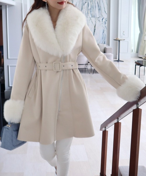 ROYAL PARTY（ロイヤルパーティー）の「ミドルフェイクムートンコート（ムートンコート・レディース・ブラック/ベージュ・FREE）」の5枚目の写真