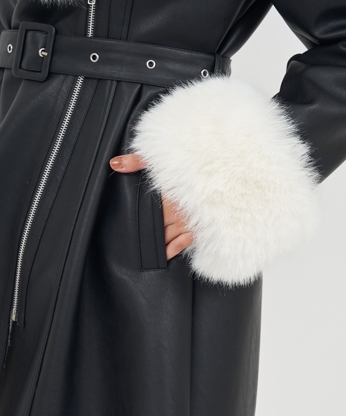 ROYAL PARTY（ロイヤルパーティー）の「ミドルフェイクムートンコート（ムートンコート・レディース・ブラック/ベージュ・FREE）」の9枚目の写真