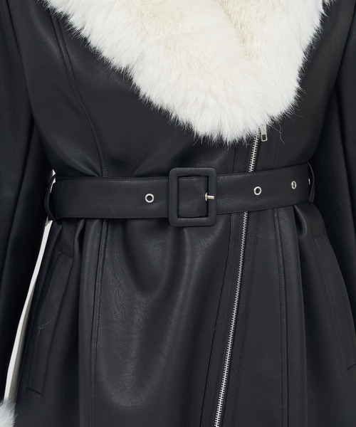 ROYAL PARTY（ロイヤルパーティー）の「ミドルフェイクムートンコート（ムートンコート・レディース・ブラック/ベージュ・FREE）」の8枚目の写真