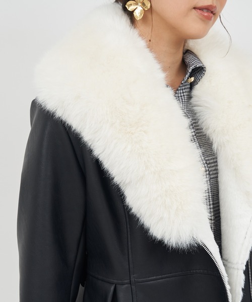 ROYAL PARTY（ロイヤルパーティー）の「ミドルフェイクムートンコート（ムートンコート・レディース・ブラック/ベージュ・FREE）」の7枚目の写真