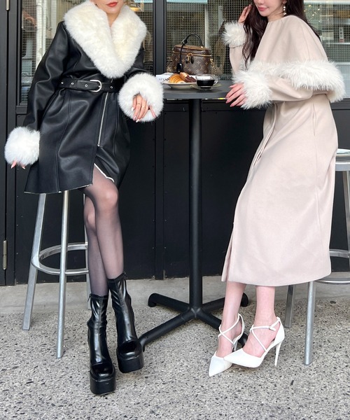 ROYAL PARTY（ロイヤルパーティー）の「ミドルフェイクムートンコート（ムートンコート・レディース・ブラック/ベージュ・FREE）」の3枚目の写真