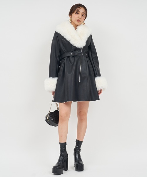 ROYAL PARTY（ロイヤルパーティー）の「ミドルフェイクムートンコート（ムートンコート・レディース・ブラック/ベージュ・FREE）」の15枚目の写真