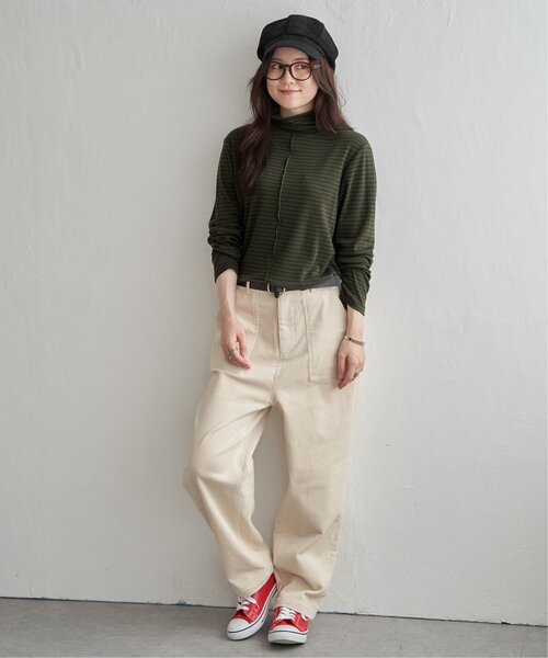 LBC(エルビーシー)の「クシュスリーブクシュネックロンT(Tシャツ/カットソー・レディース・ブラック/その他30/ネイビー/ホワイト/オリーブ・L/M)」の12枚目の写真