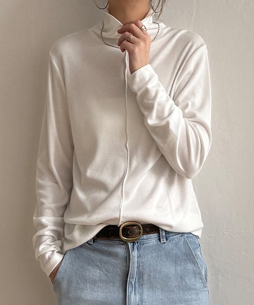 LBC(エルビーシー)の「クシュスリーブクシュネックロンT(Tシャツ/カットソー・レディース・ブラック/その他30/ネイビー/ホワイト/オリーブ・L/M)」の2枚目の写真