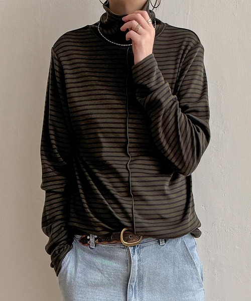 LBC(エルビーシー)の「クシュスリーブクシュネックロンT(Tシャツ/カットソー・レディース・ブラック/その他30/ネイビー/ホワイト/オリーブ・L/M)」の4枚目の写真