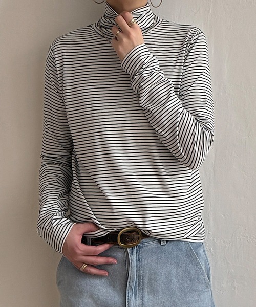 LBC(エルビーシー)の「クシュスリーブクシュネックロンT(Tシャツ/カットソー・レディース・ブラック/その他30/ネイビー/ホワイト/オリーブ・L/M)」の5枚目の写真