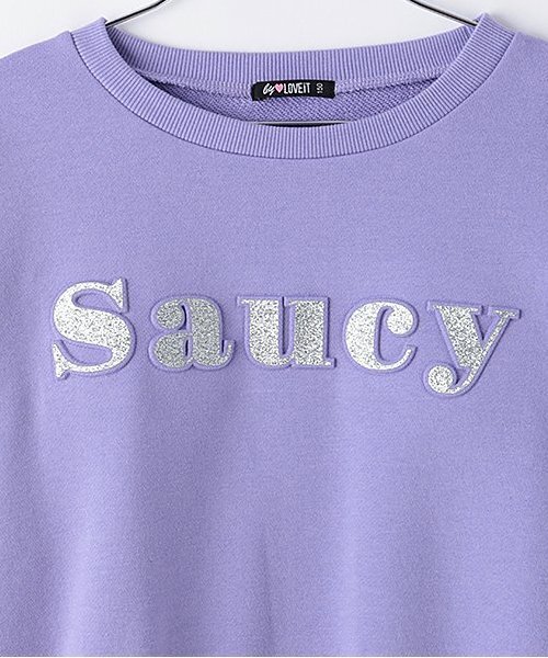 by LOVEiT（バイラビット）の「エンボスオングリッタープルオーバー（スウェット・キッズ・オフホワイト/ブラック/ラベンダー・120cm/130cm/140cm/150cm/160cm）」の6枚目の写真