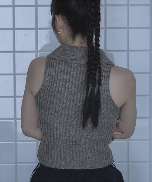 miette(ミエット)の「襟付きノースリニット深Uネックニットセット(ニット/セーター・レディース・グレー/ブラック・FREE)」の10枚目の写真