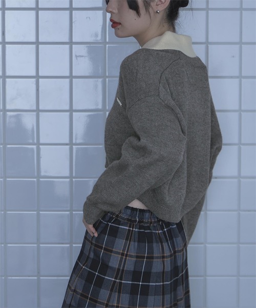 miette(ミエット)の「襟付きノースリニット深Uネックニットセット(ニット/セーター・レディース・グレー/ブラック・FREE)」の20枚目の写真