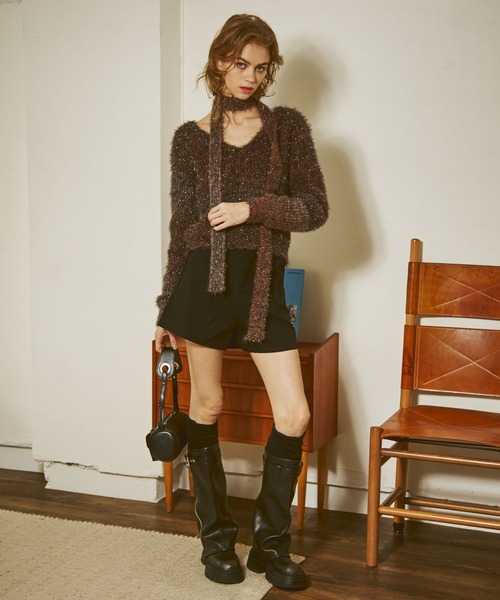 FOREVER 21(フォーエバー トゥエンティーワン)の「【2024FW】ボウタイ付きグラデラメニットプルオーバー(ニット/セーター・レディース・ブラック/ブラウン/グレー・FREE)」の4枚目の写真