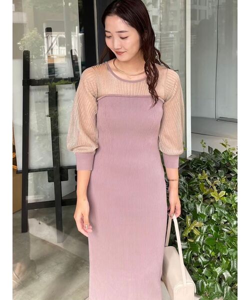 【セール】ドッキングベアニットワンピース（ワンピース）｜LAGUNAMOON（ラグナムーン）