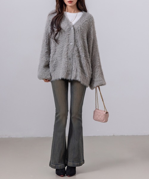DAY CLOSET(デイ クローゼット)の「レディース 韓国風サイドステッチフレアデニムパンツ(デニムパンツ・レディース・ダークインディゴブルー/ブルー・XS/L/XL/S/M)」の10枚目の写真