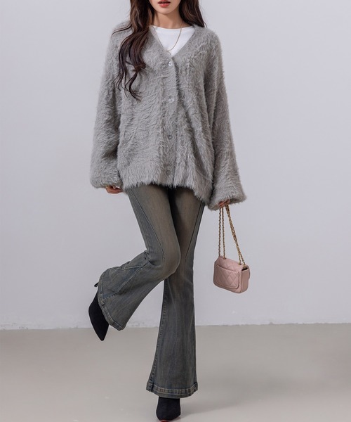 DAY CLOSET(デイ クローゼット)の「レディース 韓国風サイドステッチフレアデニムパンツ(デニムパンツ・レディース・ダークインディゴブルー/ブルー・XS/L/XL/S/M)」の9枚目の写真