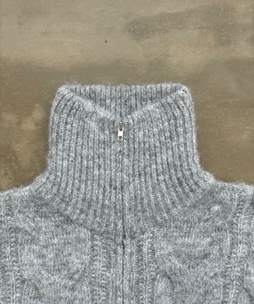 SHAGGIE（シャギー）の「ダブルジップケーブル編みニット（ニット/セーター・レディース・ベージュ/ピンク/グレー・FREE）」の14枚目の写真