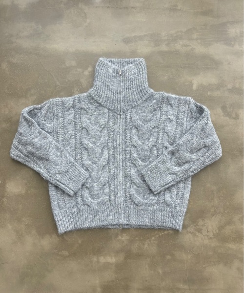 SHAGGIE（シャギー）の「ダブルジップケーブル編みニット（ニット/セーター・レディース・ベージュ/ピンク/グレー・FREE）」の12枚目の写真