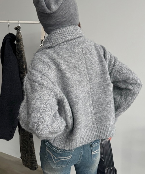 SHAGGIE（シャギー）の「ダブルジップケーブル編みニット（ニット/セーター・レディース・ベージュ/ピンク/グレー・FREE）」の17枚目の写真