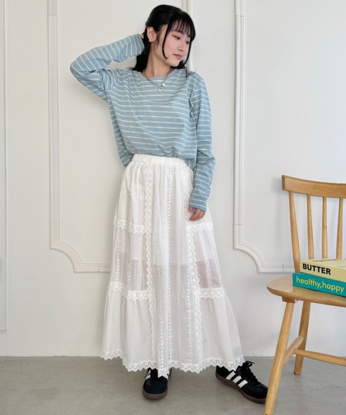 セール】細ボーダー長袖トップス（Tシャツ/カットソー）｜SOLLON