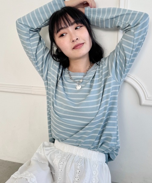セール】細ボーダー長袖トップス（Tシャツ/カットソー）｜SOLLON