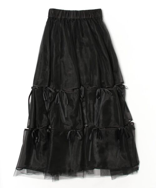 REDYAZEL（レディアゼル）の「チュールリボンフレアスカート（スカート・レディース・ブラック/グレー・SMALL/MEDIUM）」の18枚目の写真