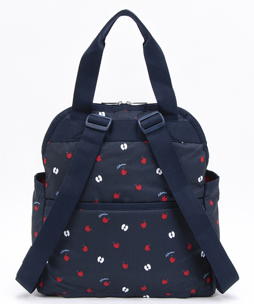 LeSportsac ネイビー バックパック 超美品 DOUBLE TROUBLE BACKPACK レッドデリシャスネイビー(バック