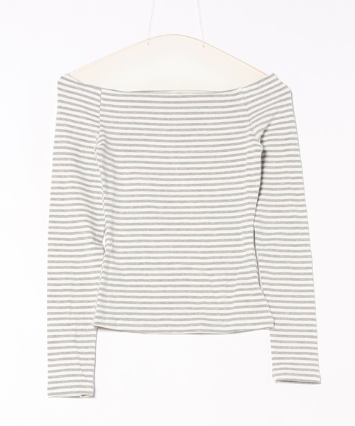 Lace Ladies(レースレディース)の「オフショルダー ボーダー 長袖 カットソー Tシャツ(Tシャツ/カットソー・レディース・グレー/ブラック・FREE)」の21枚目の写真