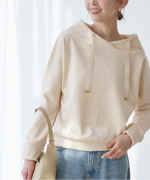ROPE' PICNIC(ロペピクニック)の「【emur/エミュール】リブベロアプルオーバー(Tシャツ/カットソー・レディース・キナリ/スミクロ・38)」の2枚目の写真