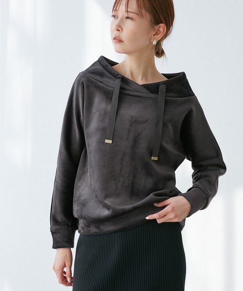 ROPE' PICNIC(ロペピクニック)の「【emur/エミュール】リブベロアプルオーバー(Tシャツ/カットソー・レディース・キナリ/スミクロ・38)」の16枚目の写真