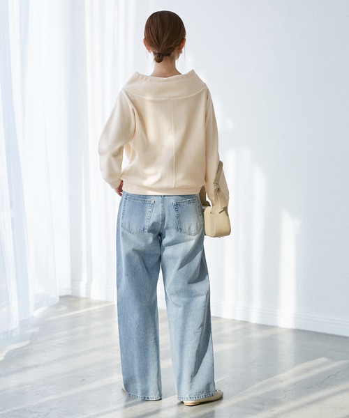 ROPE' PICNIC(ロペピクニック)の「【emur/エミュール】リブベロアプルオーバー(Tシャツ/カットソー・レディース・キナリ/スミクロ・38)」の21枚目の写真
