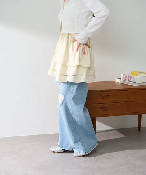 Kastane（カスタネ）の「*コットンフリルミニスカート（スカート・レディース・アイボリー/オフホワイト・FREE）」の10枚目の写真