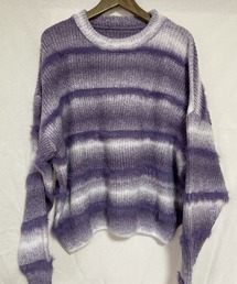 ジョイスアディッド 23AW ニット プルオーバー セーター ボーダー 紫 F 1-5.jpg