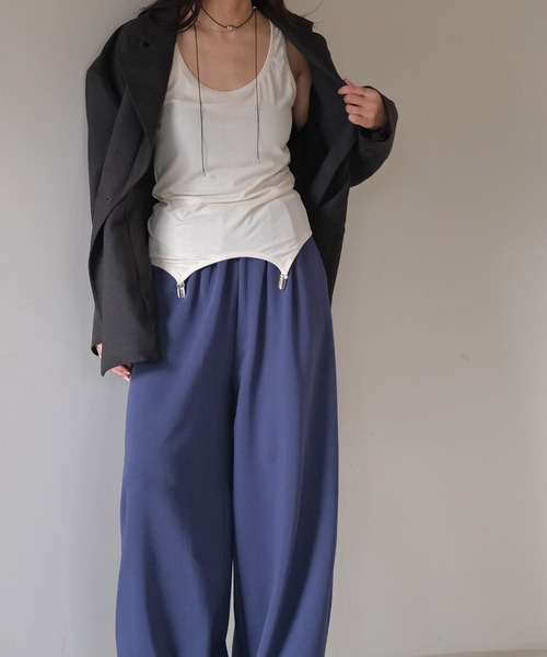 AKTE（アクテ）の「ガータータンクトップ（タンクトップ・レディース・アイボリー/グリーン×ピンク・FREE）」の4枚目の写真